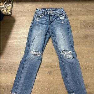 American Eagle Outfitters Light Blue Distressed Straight Leg Jeans